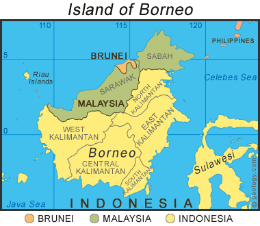 Map of Borneo Island