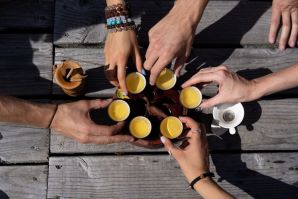 Athletes drinking tea