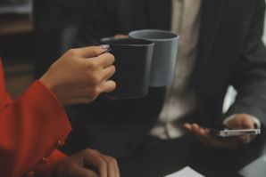 Business professionals drinking tea