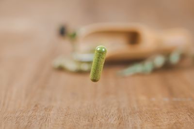 close up of a kratom capsule