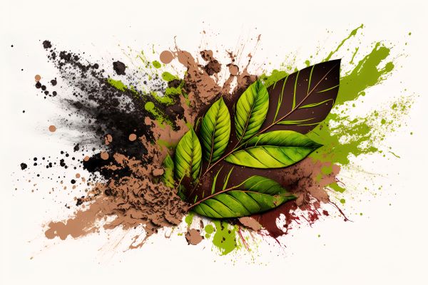 Kratom powder and leaf vivid and dark colors