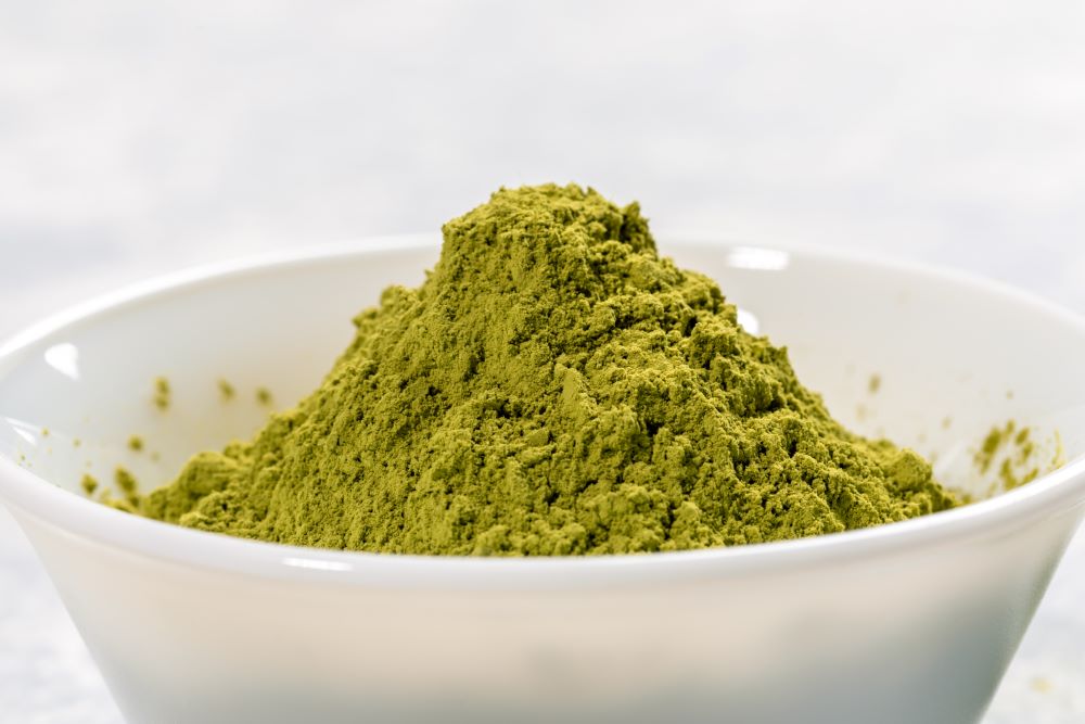 white ceramic bowl of kratom powder