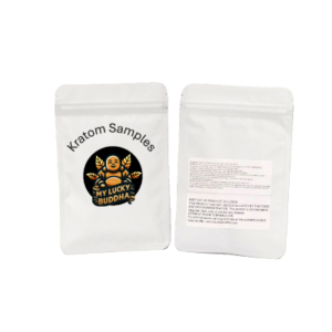 Kratom Sample 24 gram bag labeled "kratom samples"